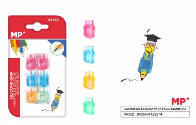 [8435464128274] IMPUGNATURA IN SILICONE PER MATITE 6PZ COL.ASS.