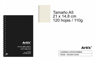 [8435464133209] ARTIX QUADERNO DISEGNO PREMIUM SPIRALATO A5 120F 1