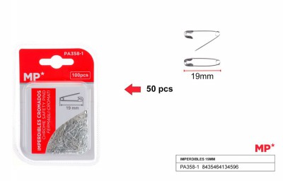 [8435464134596] SPILLI DI SICUREZZA 19MM CONF. 100PZ CROMATI