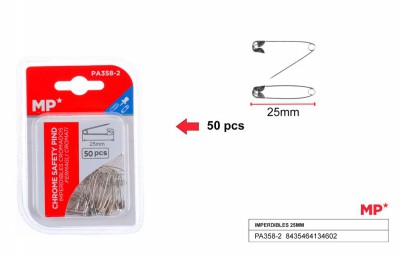 [8435464134602] SPILLI DI SICUREZZA 25MM CONF. 50PZ CROMATI