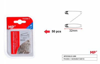 [8435464134619] SPILLI DI SICUREZZA 32MM CONF. 50PZ CROMATI