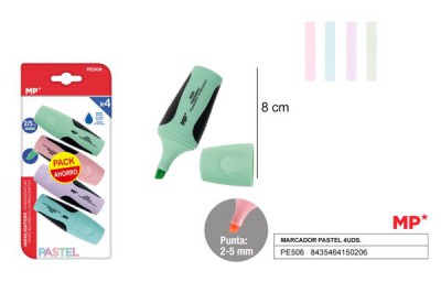 [8435464150206] MINI EVIDENZIATORI 2-5MM 4PZ COL. ASS. PASTELLO