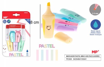 [8435464155041] MINIEVIDENZIAT 1-4MM 5PZ COL.ASS.PASTEL SMILE