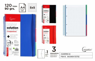 [8435464155782] QUADERNO A4 120FOGLI CON 3 SEPARATORI