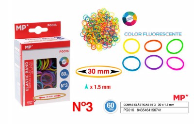 [8435464156741] ELASTICI 30X1.5MM CONF. 60G COL. ASS. FLUO