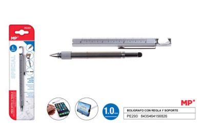 [8435464156826] PENNA A SFERA 1.0MM+RIGHELLO+SUPPORTO SMARTPHON