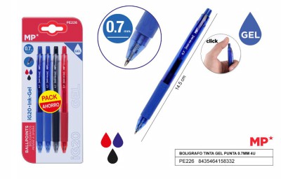 [8435464158332] PENNA GEL A SCATTO 0.7MM 4PZ 2*B/1*N/1*R