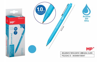 [8435464158547] PENNA SOFT A OLIO 1.0MM 12PZ AZZURRO