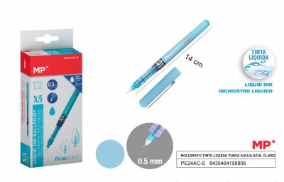 [8435464158806] PENNA AD INCHIOSTRO LIQUIDO AZZURRO PUNTA FINE