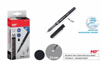 [8435464158837] PENNA AD INCHIOSTRO LIQUIDO NERO PUNTA FINE