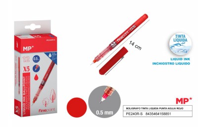 [8435464158851] PENNA AD INCHIOSTRO LIQUIDO ROSSO PUNTA FINE