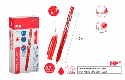 [8435464159087] PENNE CANCELLABILI E RICARICABILI ROSSO 12PZ MP
