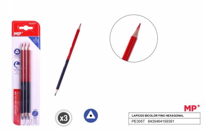 [8435464159391] MATITA DOPPIA PUNTA TRIANG 3.0MM BLU+ROSSO 3PZ