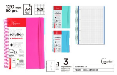 [8435464160083] QUADERNI SPIRALATI CON 3 SEPARATORI E ELASTICA MP