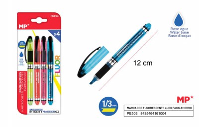 [8435464161004] EVIDENZIATORE A PENNA 1-3MM 4PZ COL. ASS. FLUO