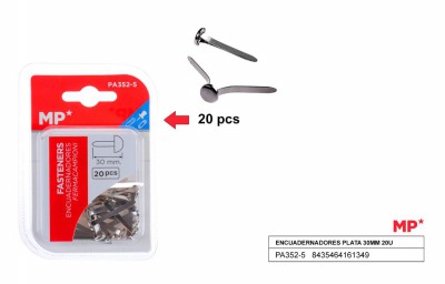 [8435464161349] FERMACAMPIONI PUNTA PIATTA 30MM 20PZ ARGENTO