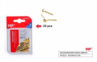 [8435464161356] FERMACAMPIONI PUNTA PIATTA 30MM 20PZ ORO