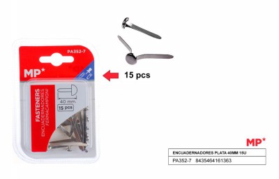 [8435464161363] FERMACAMPIONI PUNTA PIATTA 40MM 15PZ ARGENTO