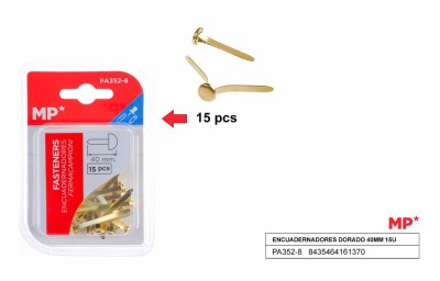[8435464161370] FERMACAMPIONI PUNTA PIATTA 40MM 15PZ ORO