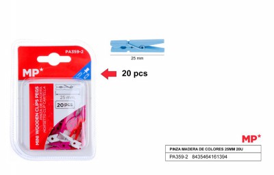 [8435464161394] MOLLETTE IN LEGNO 25MM CONF. 20PZ COL. ASS.