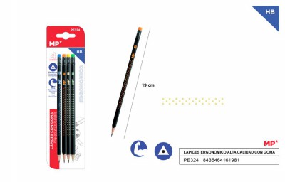 [8435464161981] MATITA ERGONOMICA HB + GOMMA 4PZ