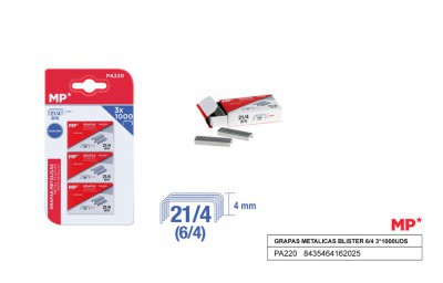 [8435464162025] PUNTI METALLICI 6/4 CONF. 3*1000PZ ARGENTO