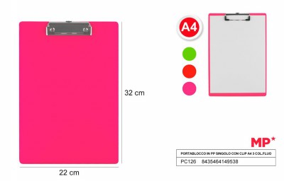 [8435464162216] PORTABLOCCO PVC A4 COL. ASS. FLUO