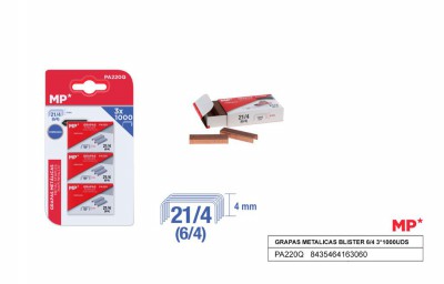 [8435464163060] PUNTI METALLICI 6/4 CONF. 3*1000PZ RAME
