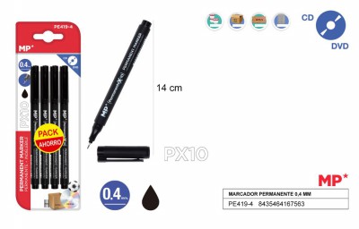 [8435464167563] MARCATORE CD/DVD PUNTA FINE 0.4MM 4PZ NERO
