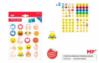 [8435464169659] ETICHETTE ADESIVE ROTONDE 23MM EMOJIS