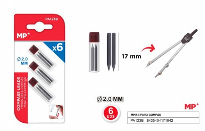 [8435464171942] MINE DI RICAMBIO PER COMPASSO 2.0MM 6PZ