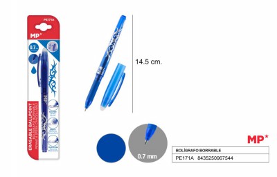 [8435464172130] PENNA CANCELLABILE E RICARICABILE BLU
