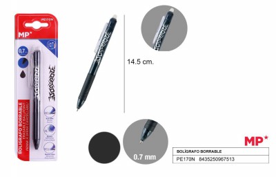 [8435464172178] PENNA CANCELLABILE A SCATTO NERO 0.7MM