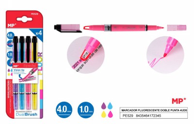 [8435464172345] EVIDENZIATORE DOPPIA PUNTA 4PZ COL. ASS. FLUO