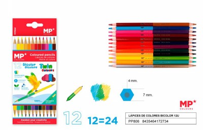[8435464172734] MATITE BICOLORE DOPPIA PUNTA 12PZ (24 COLORI)