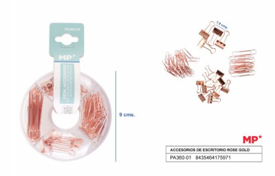 [8435464175971] SET DI FERMAGLI E MOLLE FERMACARTE ORO ROSA 100P