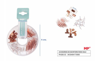 [8435464175995] SET DI FERMAGLI/MOLLE/PUNTINE ORO ROSA 100PZ