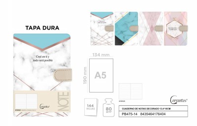 [8435464176404] TACCUINO CON CHIUSURA MAGNETICA MARMO A5