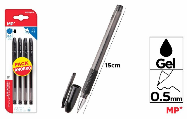 [8435464219941] PENNA GEL 0.5MM 4PZ NERO