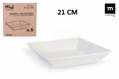 [8435476203778] INSALATIERA QUADRATO 21CM IVORY LUCENTEZZA ELITE