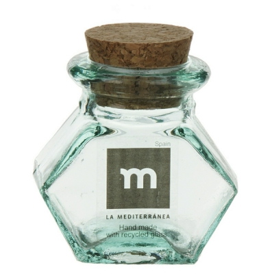 [8435476204089] VASO MINI VETRO 5.5X6.5CM C/TAPPO HEXAGONAL