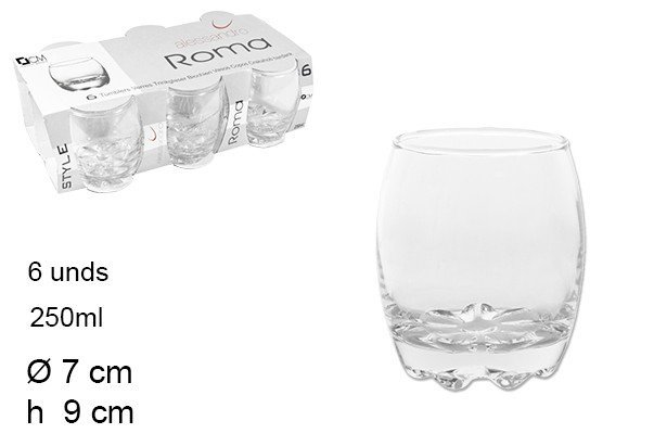 [8435509100029] SET 6 BICCHIERI ROMA 250ML