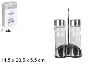 [8435509104829] SET SALE E PEPE IN VETRO ACCIAIO