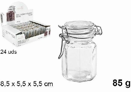 [8435509108278] BARATTOLO DI SPEZIE IN VETRO OTTAGONALE
