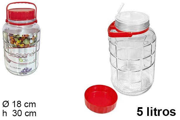[8435509116525] BARATTOLO DI VETRO 5LT C/COPER. E MAN.