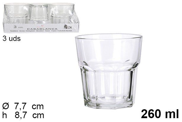 [8435509117324] SET 3 BICCHIERI CASABLANCA 260ML