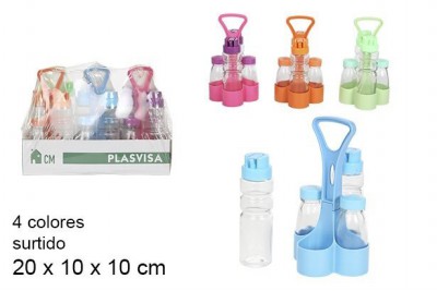 [8435509130729] SET 4 PZ OLIERA SALIERA IN VETRO PLASTICA