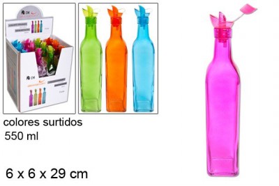 [8435509141541] OLIERA QUADRATA CON TAPPO A COLORI 550ML