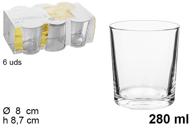[8435509145242] SET 6 BICCHIERI MARBELLA 280CC