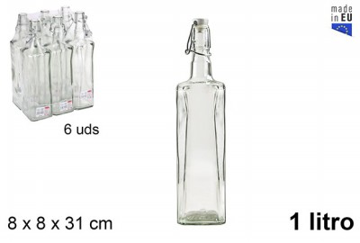 [8435509156040] BOTTIGLIA VETRO FRIGO 1LT 8X8X31CM